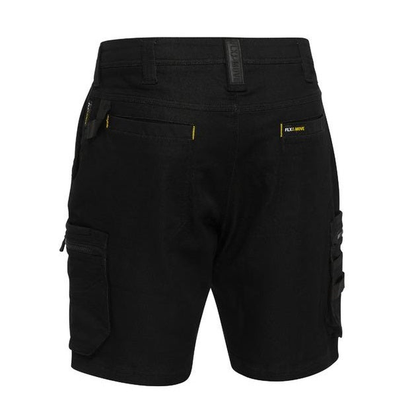 Bisley BSHC1335 Flex And Move Stretch Zip Cargo Shorts, black rear view