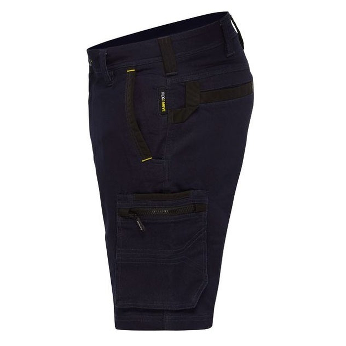 Bisley BSHC1335 Flex And Move Stretch Zip Cargo Shorts alternative side view, denim navy