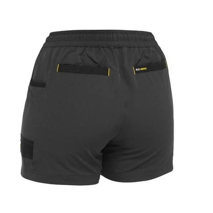 Charcoal, rear view, Bisley BSHL1331 Womens Flex And Move 4-way Stretch Elastic Waist Short