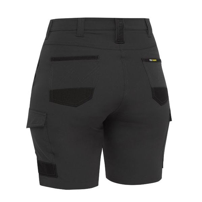 Bisley BSHL1332 Womens Flex And Move 4-way Stretch Zip Cargo Short, charcoal rear view