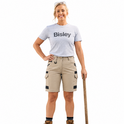 Bisley BSHL1332 Womens Flex And Move 4-way Stretch Zip Cargo Short, model view