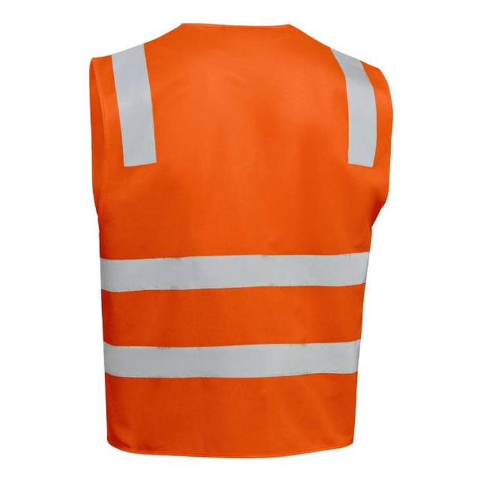 Rear view, orange, Bisley BV0341T Taped Hivis Safety Zip Vest