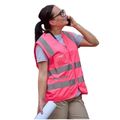Model view, Bisley BV0341T Taped Hivis Safety Zip Vest