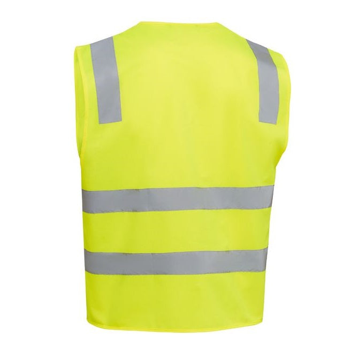 Bisley BV0341T Taped Hivis Safety Zip Vest, rear view yellow