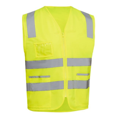Hoop design reflective tape, Bisley BV0341T Taped Hivis Safety Zip Vest, high visability yellow, front view