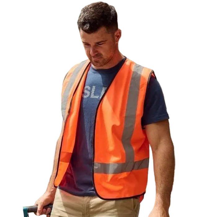 model view, orange, Bisley BV0342HT H-Taped HiVis Vest