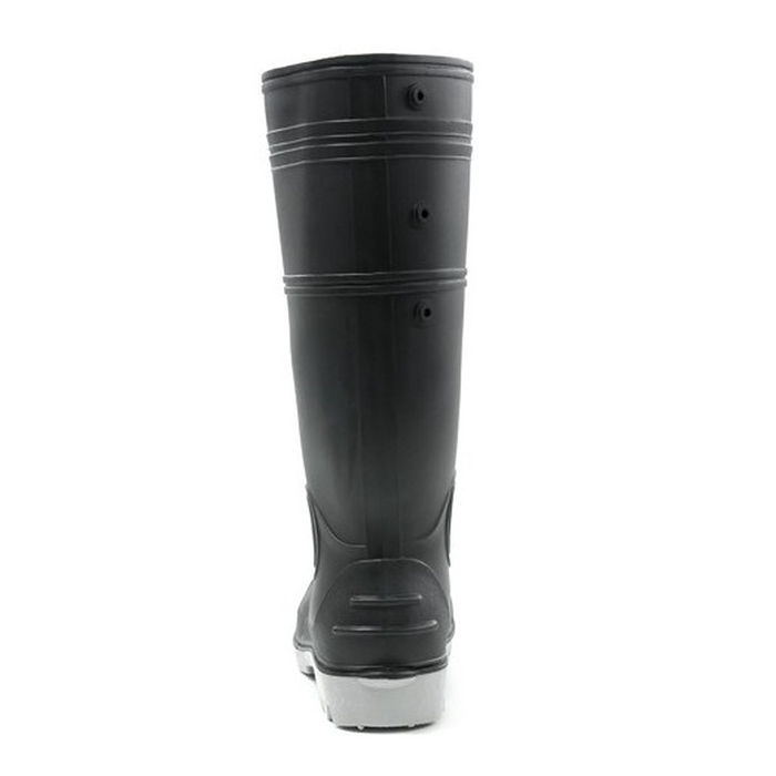 Bison INCAGSBKGY Gumboot PVC Safety, black, mens, rear view