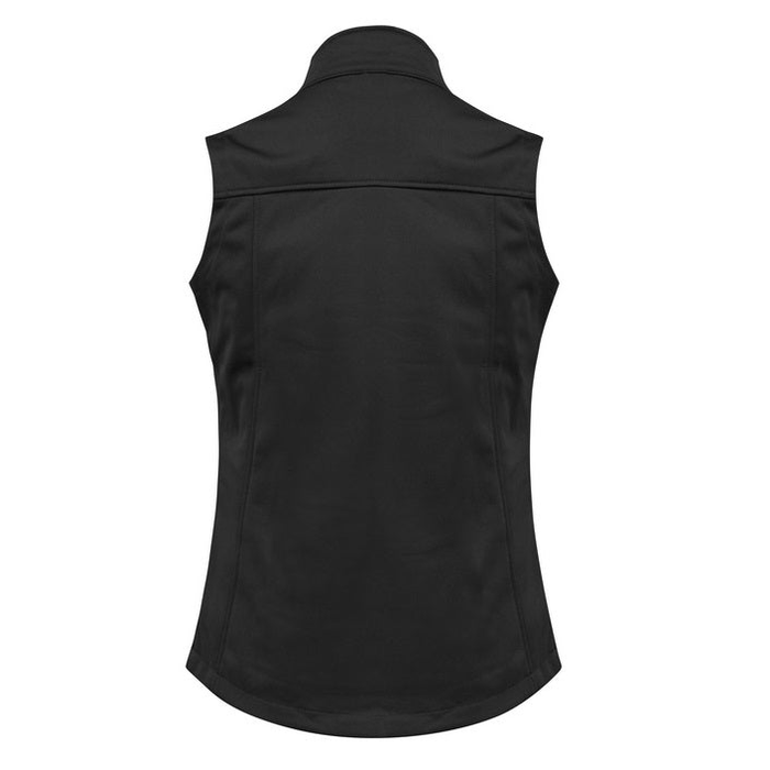 Rear view, black, Biz Collection J29123 Ladies Soft Shell Vest