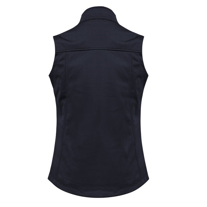 Navy, rear view, Biz Collection J29123 Ladies Soft Shell Vest