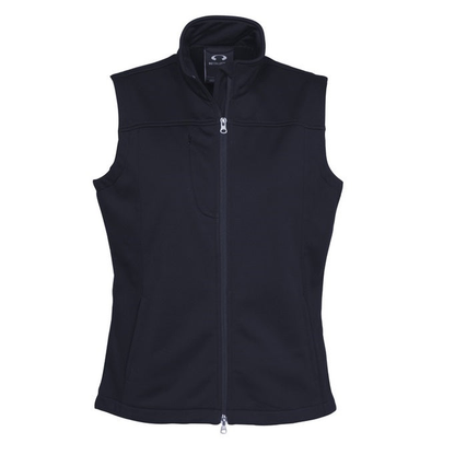 Navy blue, water repellent, front view, Biz Collection J29123 Ladies Soft Shell Vest