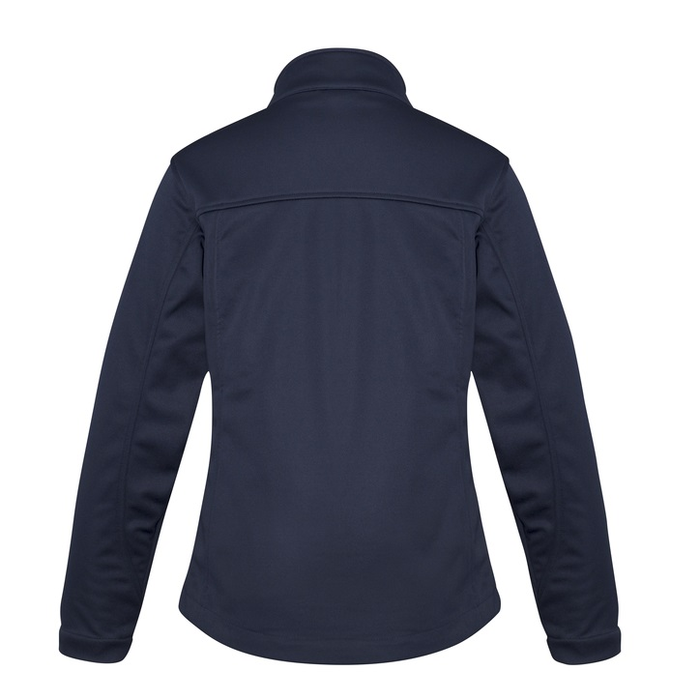 Navy, rear view, Biz Collection J3825 Ladies Softshell Jacket