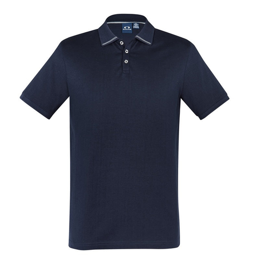 Navy/silver, front view, premium quality, Biz Collection P106MS Aston Polo shirt