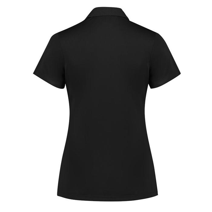 Black, rear view, Biz Collection P206LS Womens Action Short Sleeve Polo