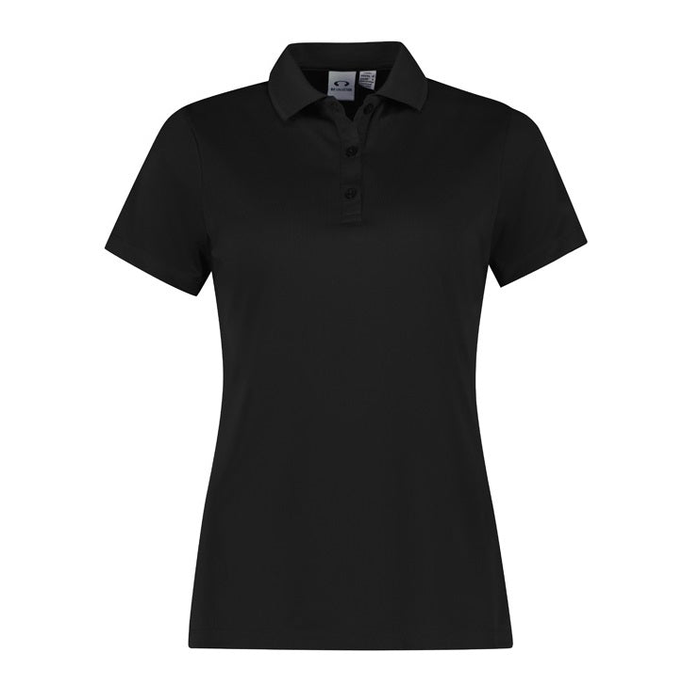 Classic black professional, Biz Collection P206LS Womens Action Short Sleeve Polo, front view