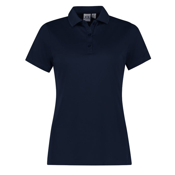 Navy blue, fitness, corporate, Biz Collection P206LS Womens Action Short Sleeve Polo, front view