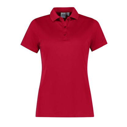 Red, quick drying, flattering, Biz Collection P206LS Womens Action Short Sleeve Polo, front view