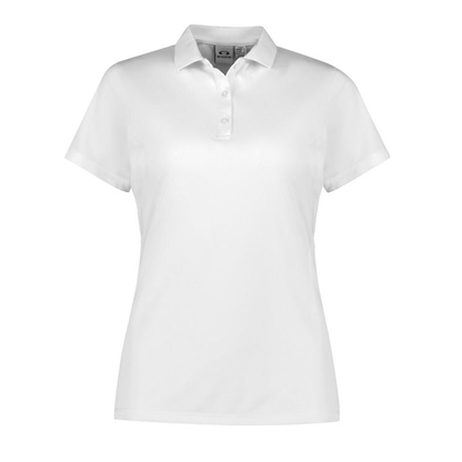 White, classic fit , UPF protection, Biz Collection P206LS Womens Action Short Sleeve Polo, front view
