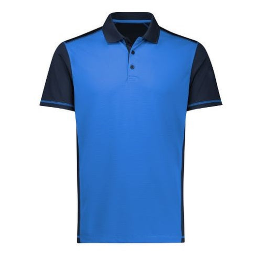 Cyan/blue, front view, UPF protection,Biz Collection P419MS Mens Dart Short Sleeve Polo