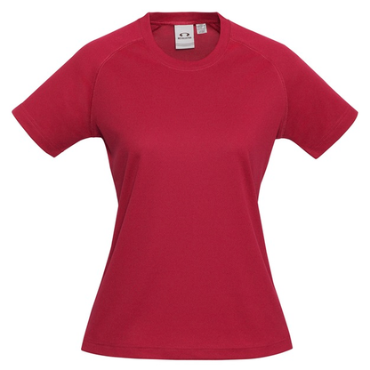 Red, cooling fabric technology, front view, Biz Collection T301LS Ladies Sprint Tee