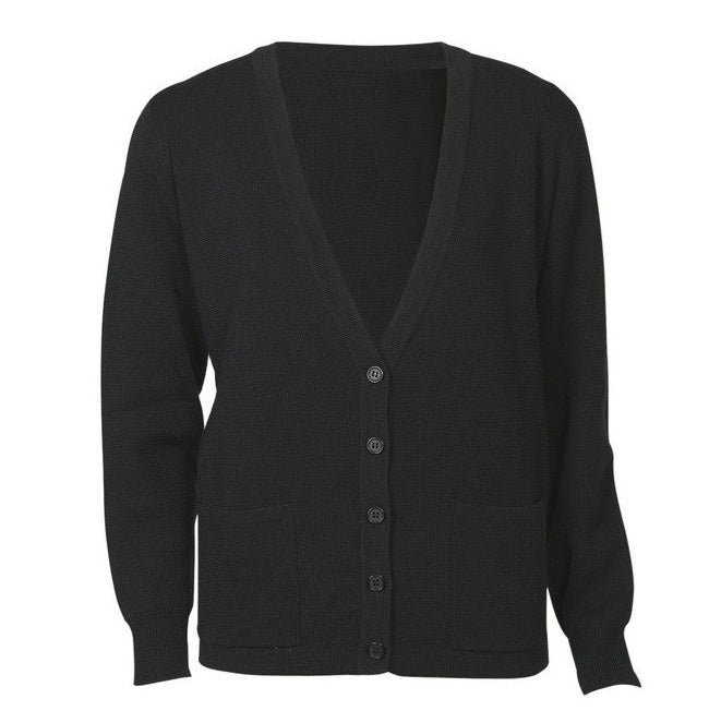 womens work wear black button up premium woolmix long sleeve cardigan Biz Collection LC8008 Ladies Woolmix Knit Cardigan