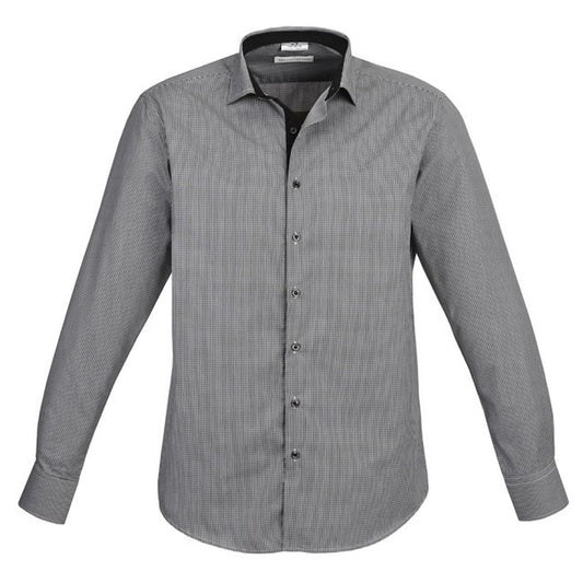 Biz Collection S267ML Edge Mens Long Sleeve Shirt - Black - Front View