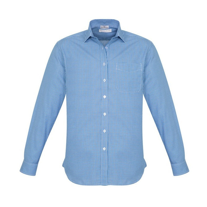 Mens French Blue button down, chest pocket Biz Collection S716ML Ellison Mens corporate Shirt