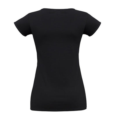 hospitality uniform, retail uniform, promotional clothing, casual workwear, fitted t-shirt, cap sleeve tee, UPF 50+ tee, women's workwear, everyday basics, modern fit tee