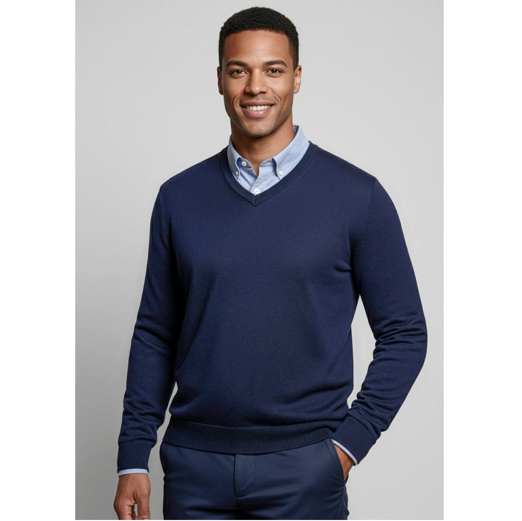 Biz Collection WP916M Roma Mens Knit Pullover - Navy - Alternative Front View