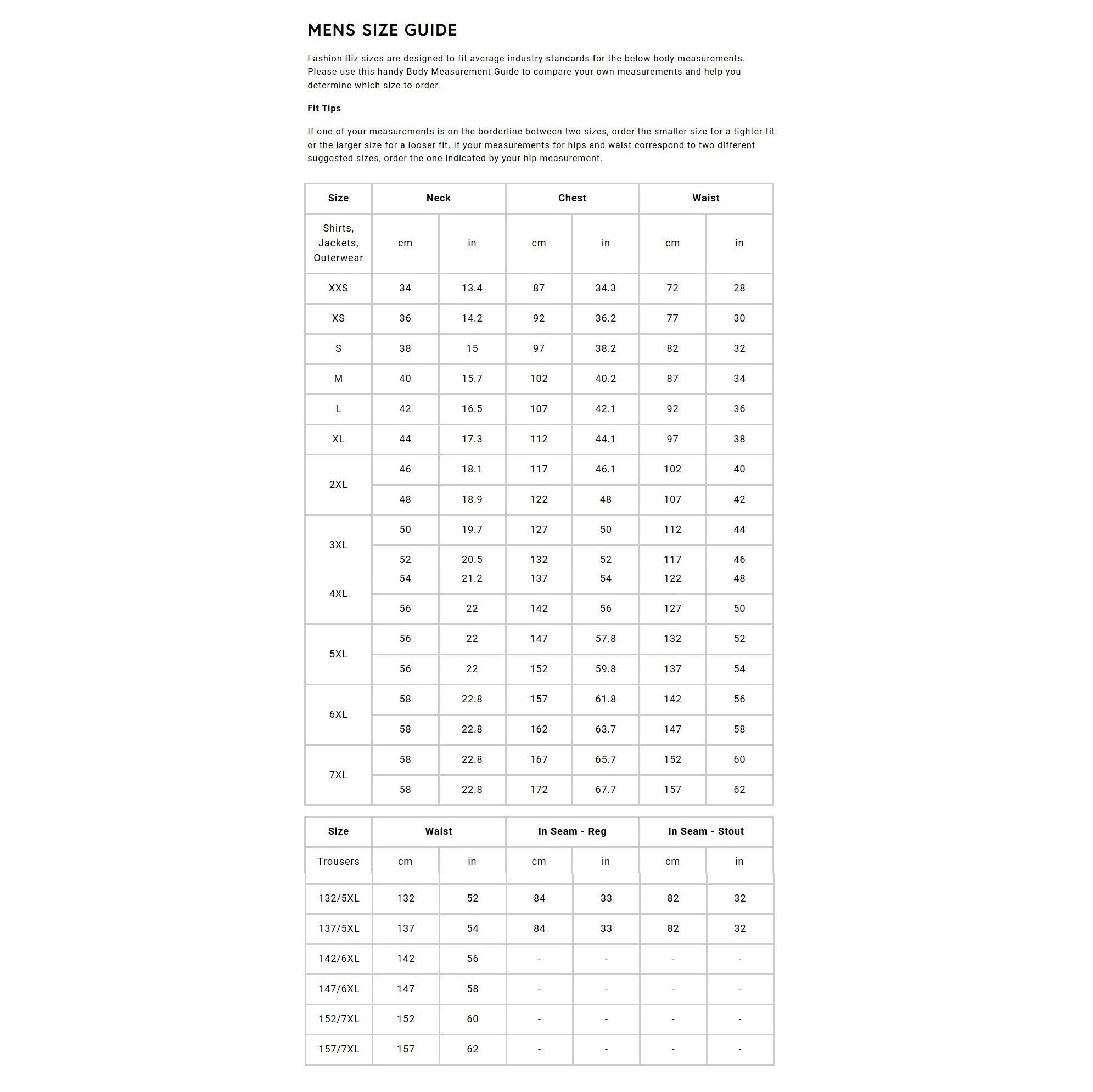 Size Chart