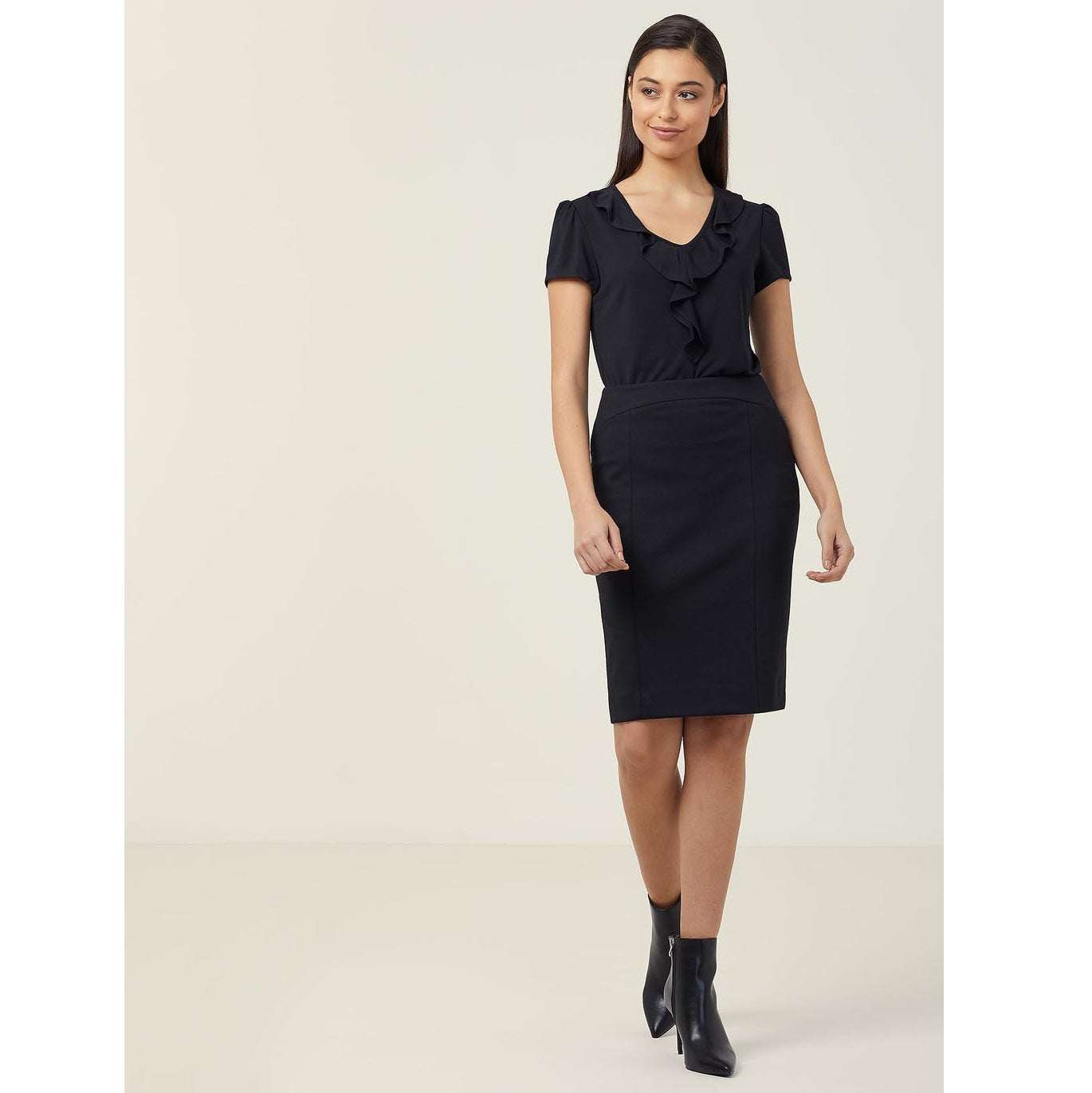 NNT CAT48H Matt Jersey Cap Sleeve Ruffle Neck T-Top