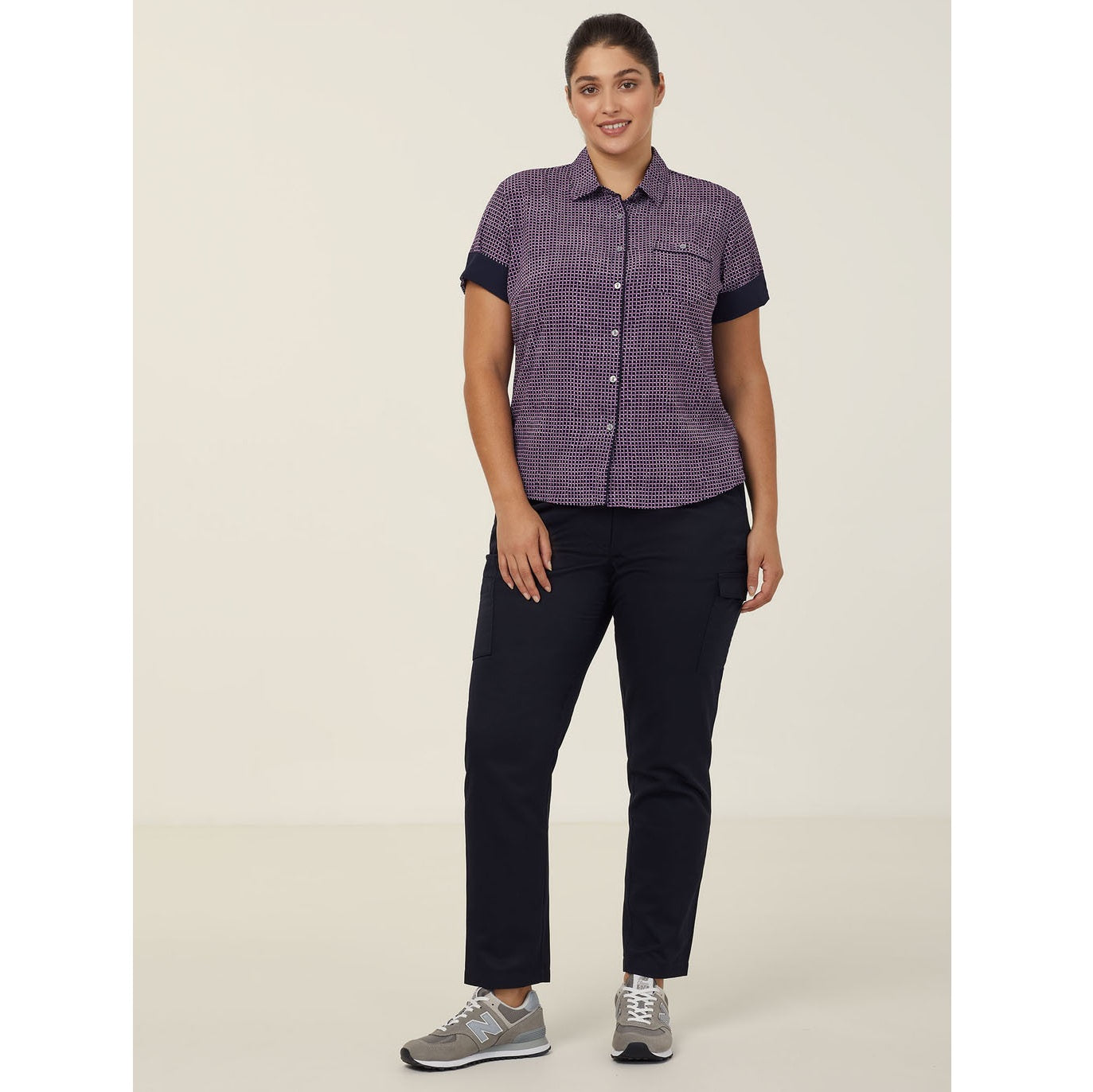 NNT CAT9S2 Short Sleeve Action Back Shirt - Purple - Alternative Front View