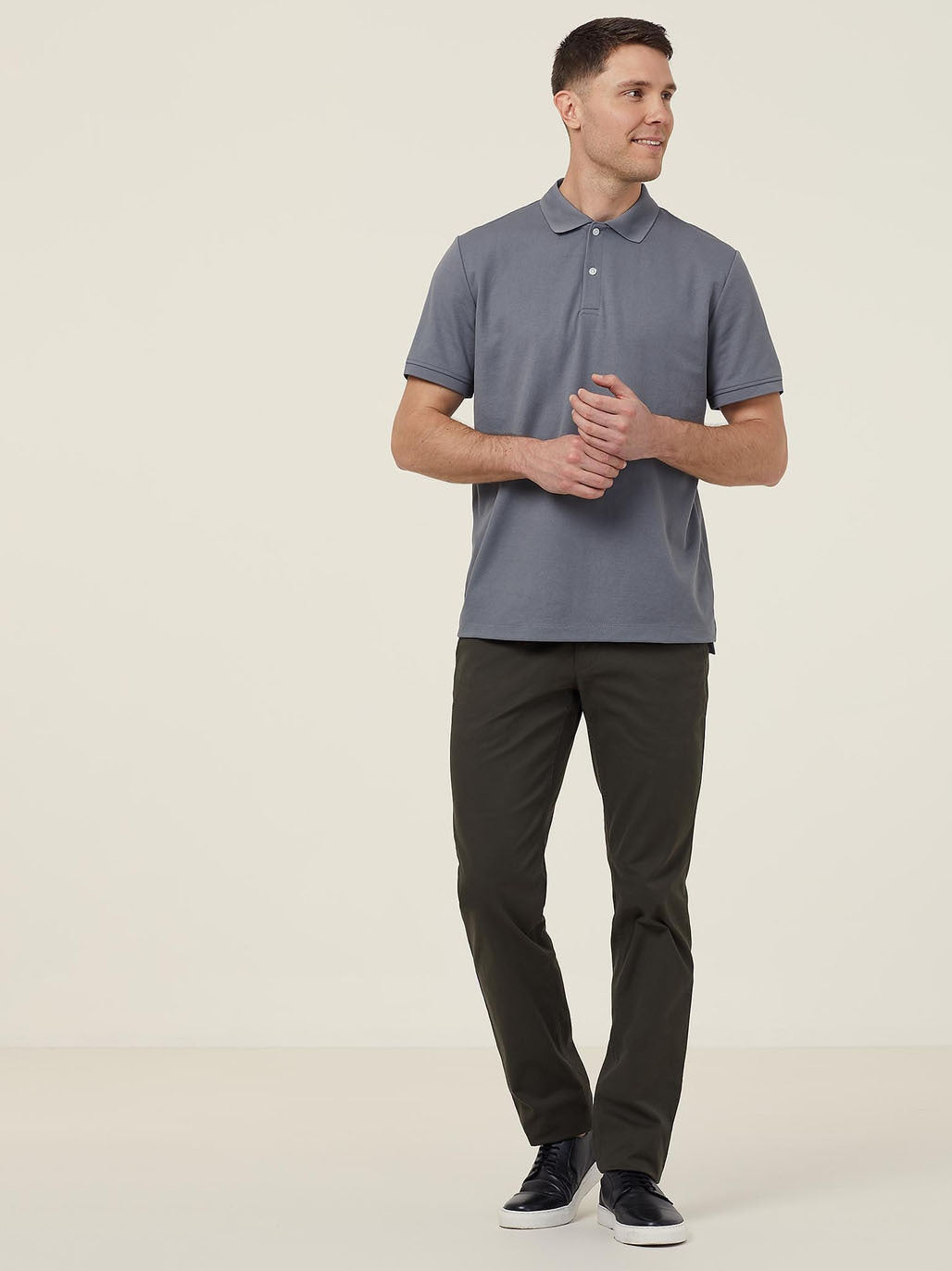 NNT CATJ2M Mens Short Sleeve Polo - Charcoal - Alternative Front View