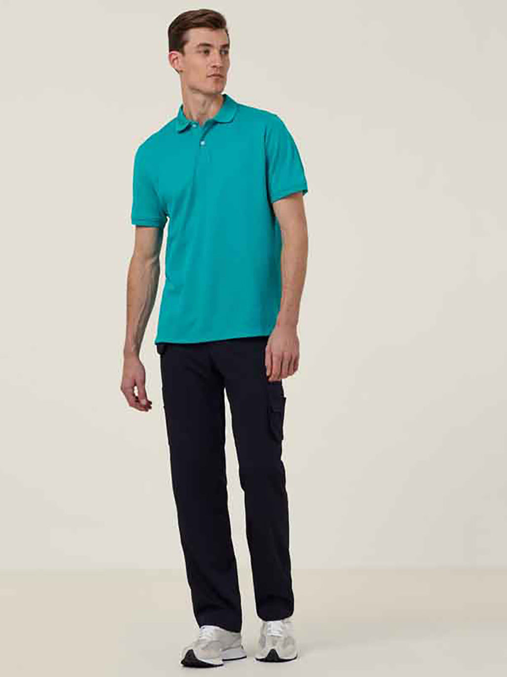 NNT CATJ2M Mens Short Sleeve Polo - Teal - Angled View