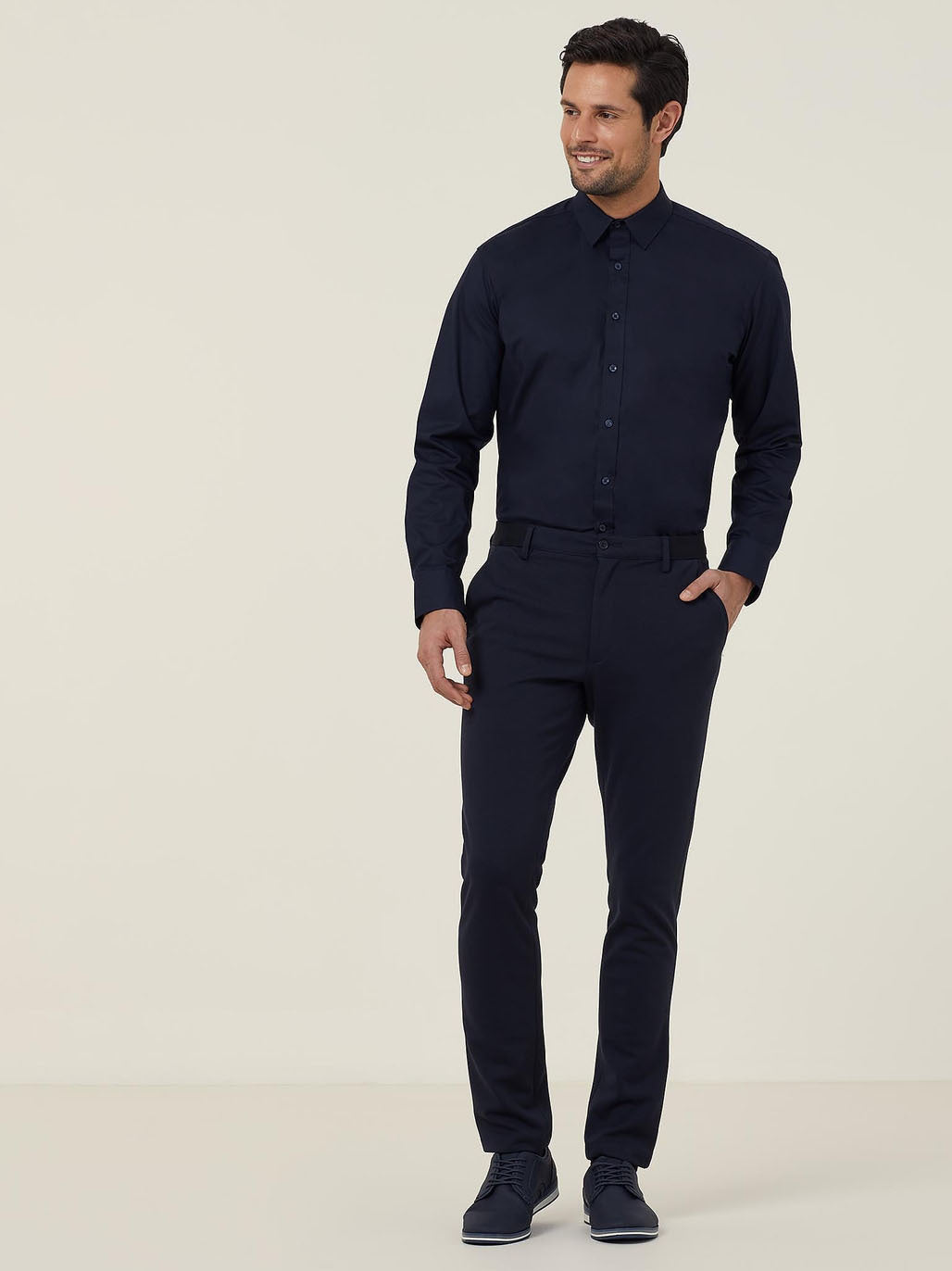 NNT CATJDD Avignon Long Sleeve Shirt - Navy - Alternative Front View