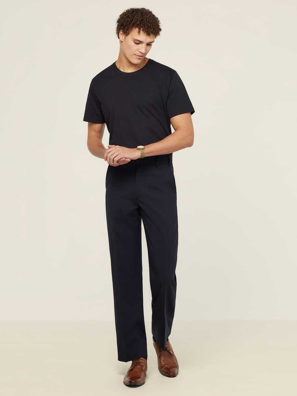 NNT CATJPS Como Australian Cotton Short Sleeve Tee - Black - Angled View