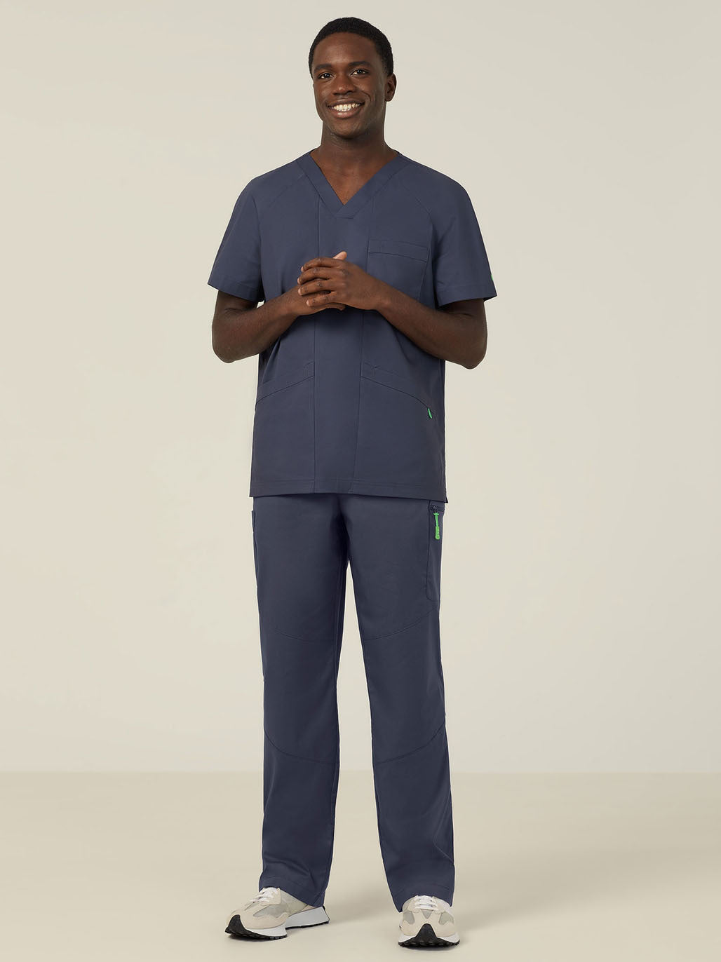 NNT CATRFV Carl V-Neck Scrub Top Style - Charcoal - Alternative Front View