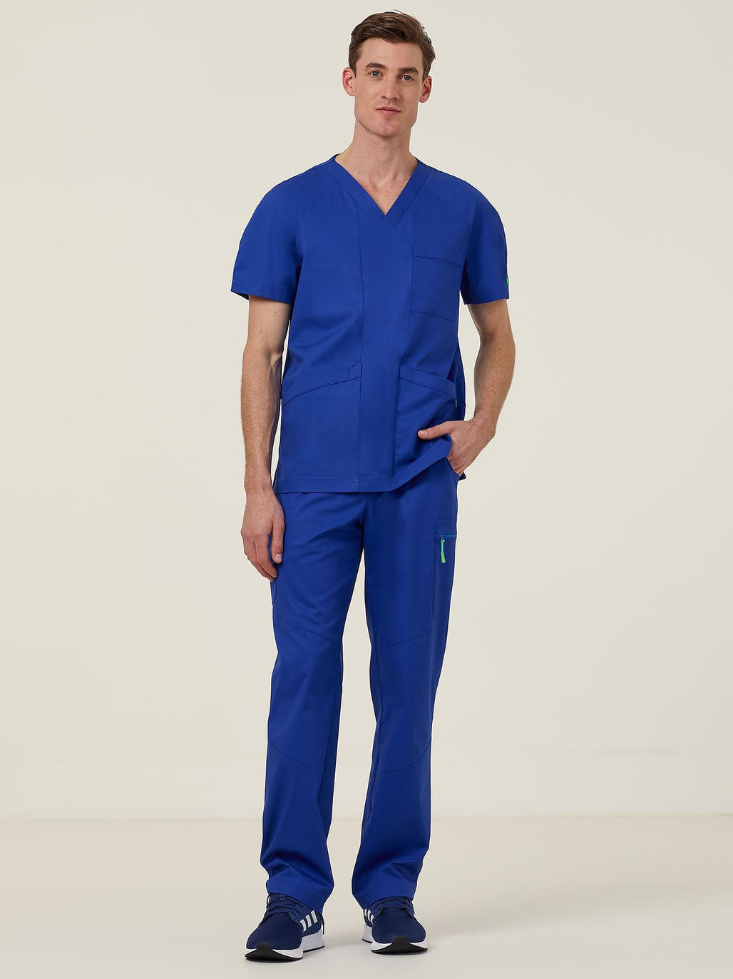 NNT CATRFV Carl V-Neck Scrub Top Style - Cobalt Blue - Alternative Front View