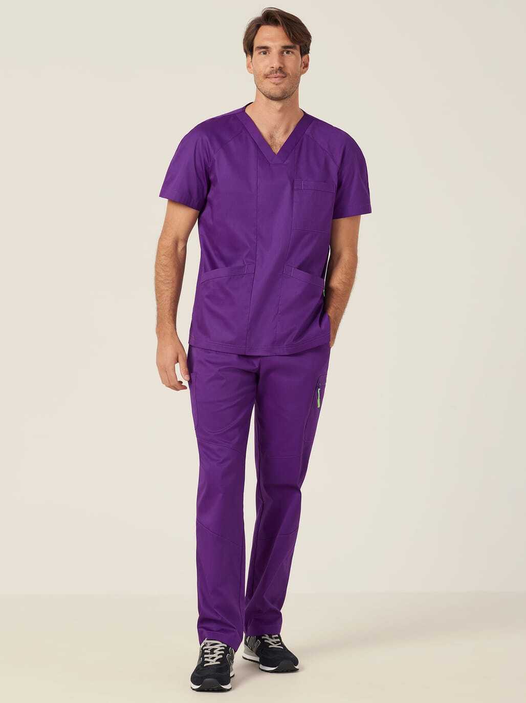 NNT CATRFV Carl V-Neck Scrub Top Style - Purple - Alternative Front View