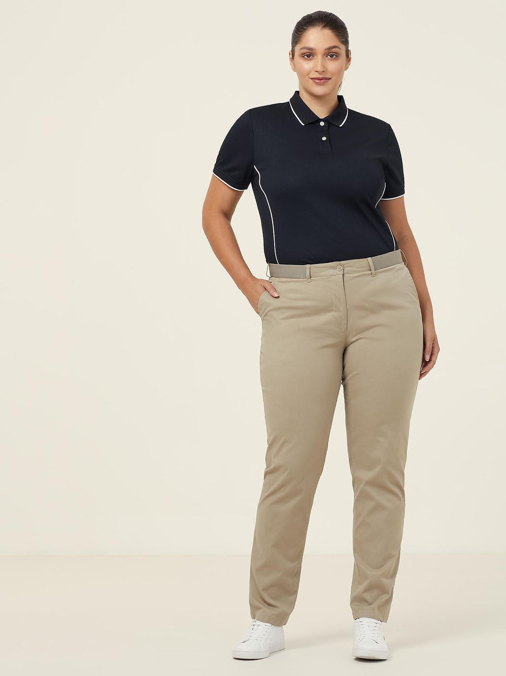 NNT CATUF7 Antibacterial Polyface Short Sleeve Tipped Polo - Black/White - Alternative Front View