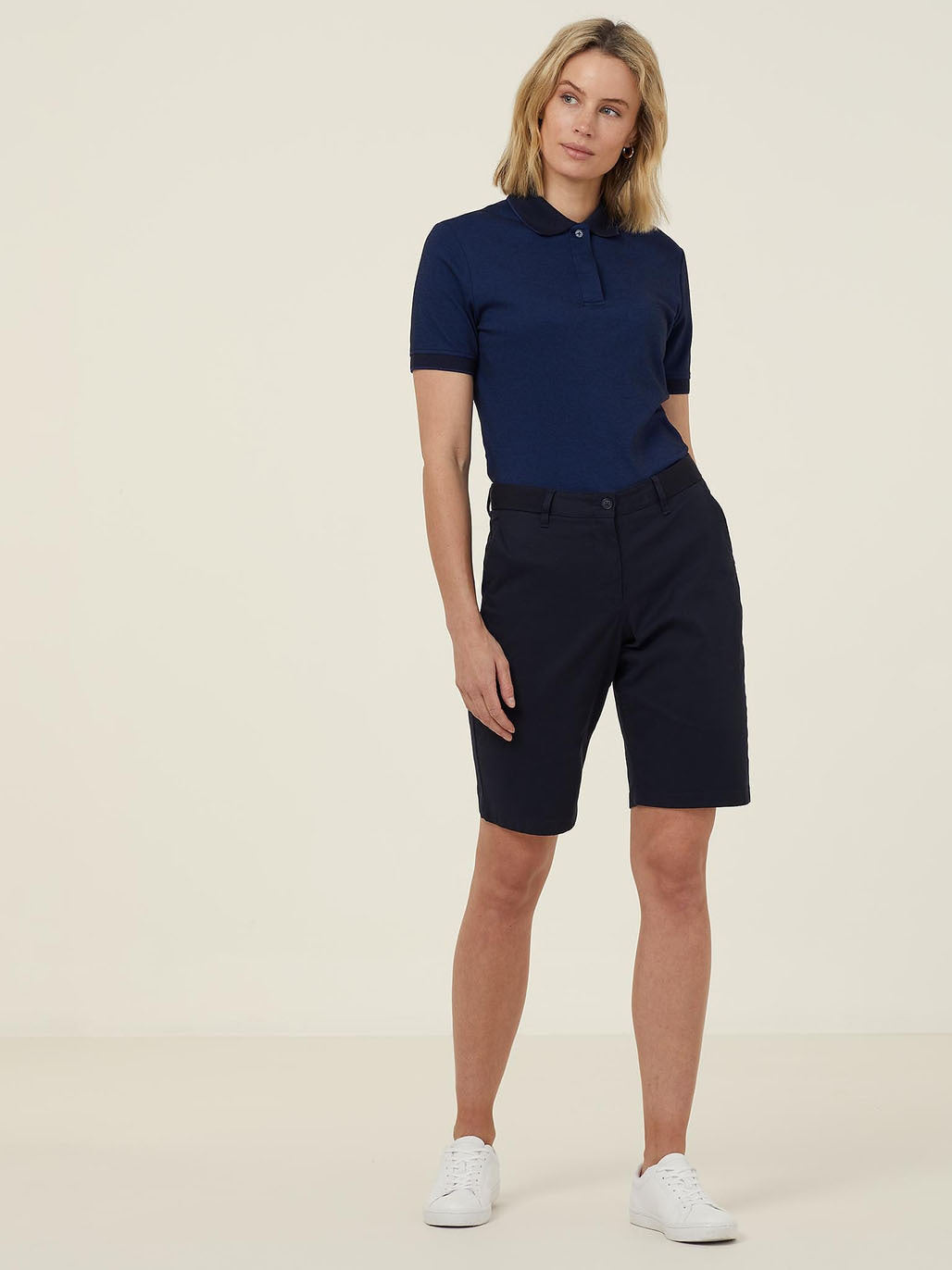 NNT CATUF9 Textu Short Sleeve Polo - Navy - Alternative Front View