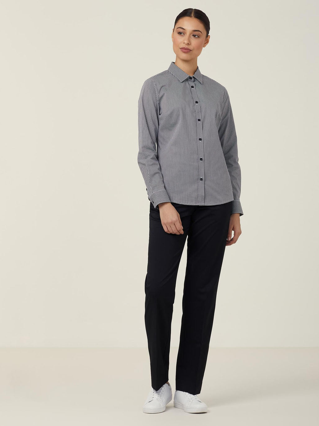 NNT CATUKS Avignon Long Sleeve Shirt - Slim Fit - Grey/White - Alternative Front View