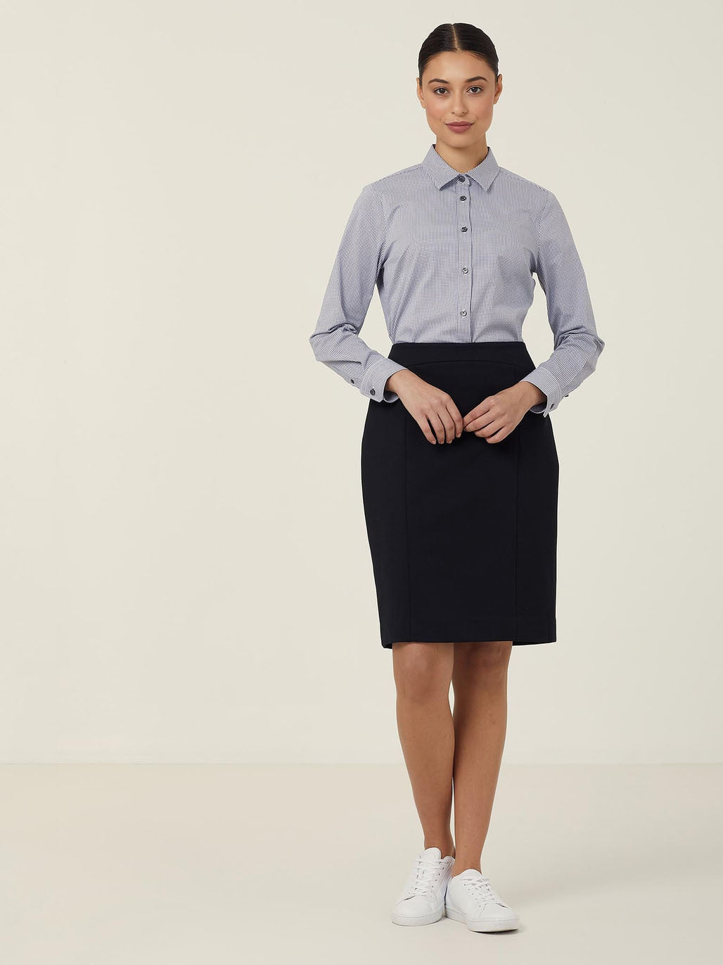 NNT CATUKS Avignon Long Sleeve Shirt - Slim Fit - Grey/White - Alternative Front View