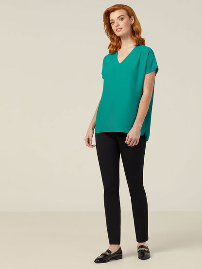 NNT CATUPU French Georgette Short Sleeve V-Neck Top