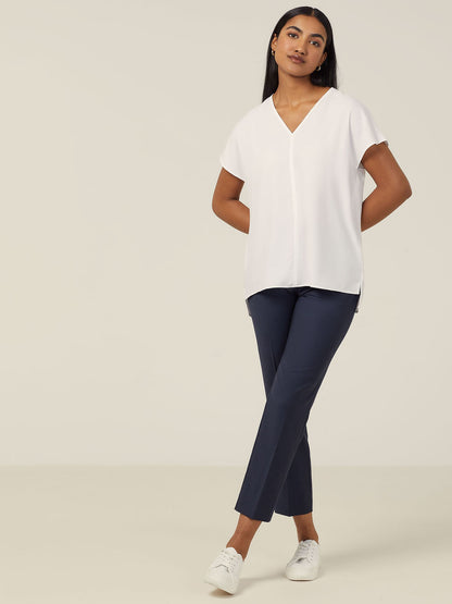 NNT CATUPU French Georgette Short Sleeve V-Neck Top
