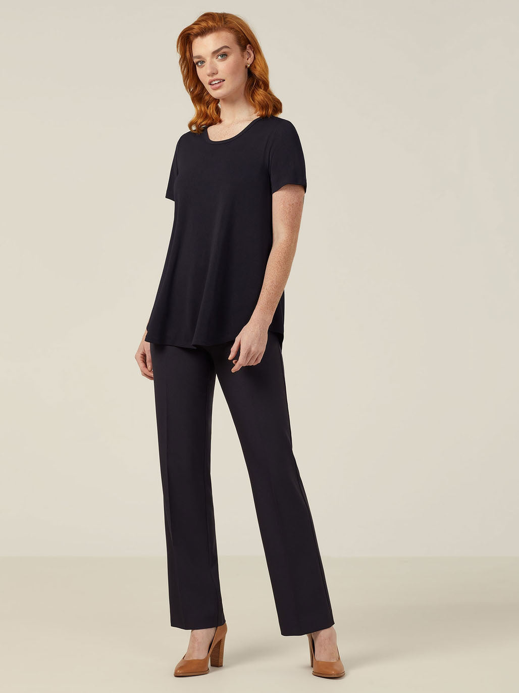NNT CATUQW Matt Jersey Short Sleeve Swing Top - Navy - Alternative Front View