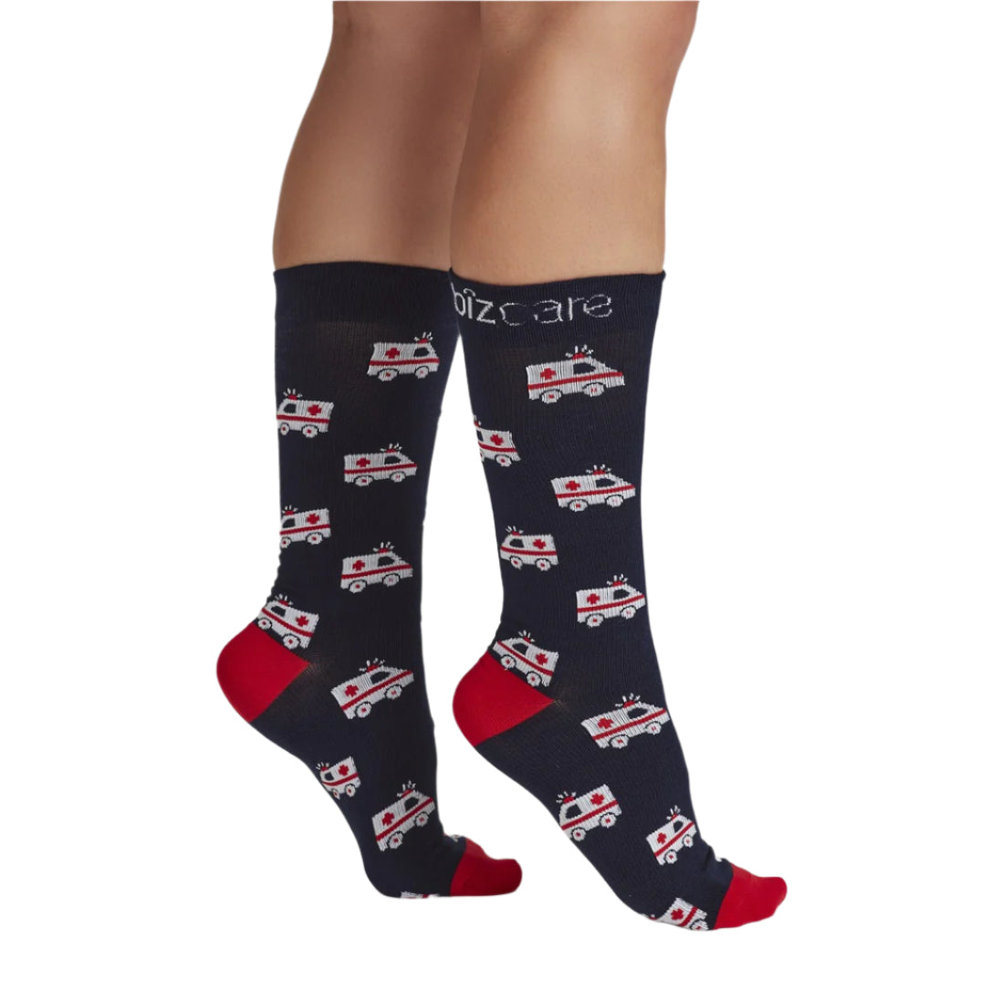 Inaura CCS149U Unisex Happy Feet Comfort Socks - Navy/Red - Product View