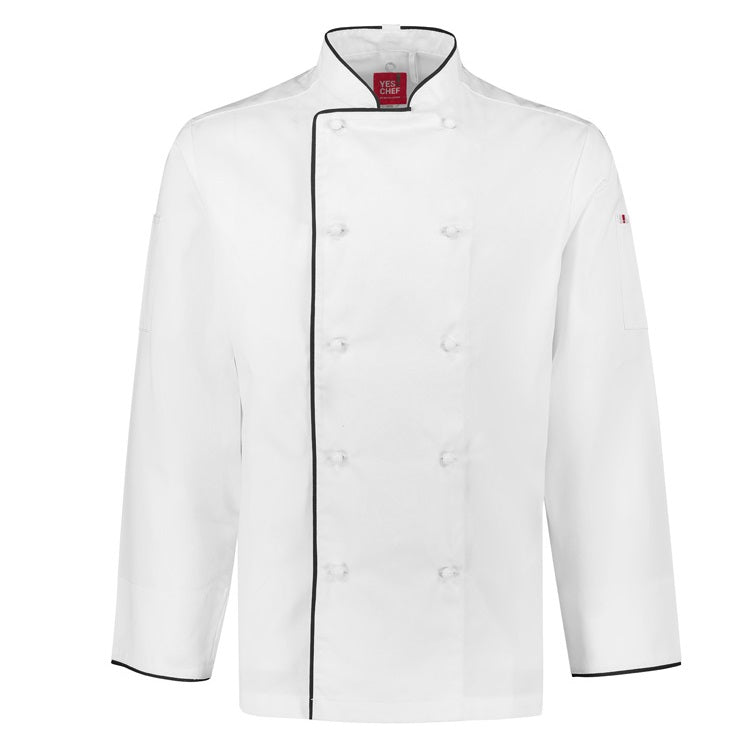 Biz Collection CH230ML Al Dente Mens Chef Jacket - White/Black - Front View