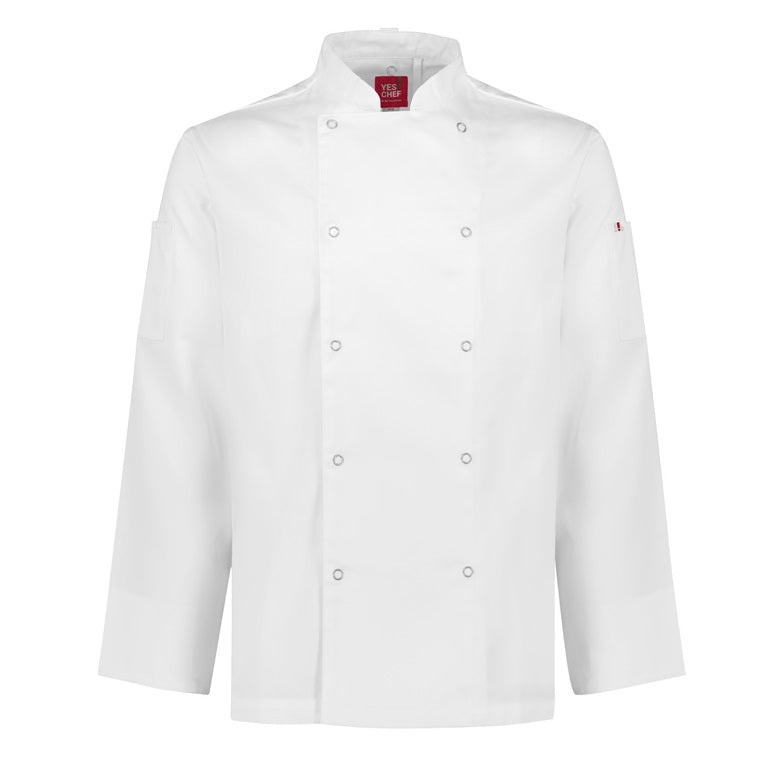 Biz Collection CH232ML Zest Mens Long Sleeve Chef Jacket - White - Front View