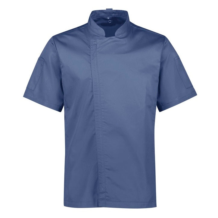 Biz Collection CH330MS Mens Alfresco Short Sleeve Chef Jacket - Grey Smoke - Alternative Front View