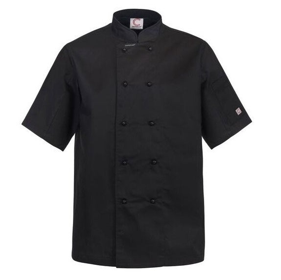 Chefscraft CJ033 Classic Chefs Short Sleeve Jacket - Black - Front View